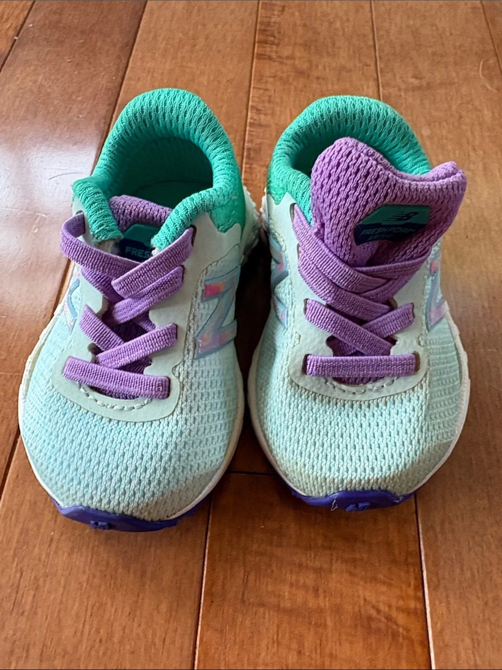 New Balance Kids Mint Green & Purple Athletic Sneakers